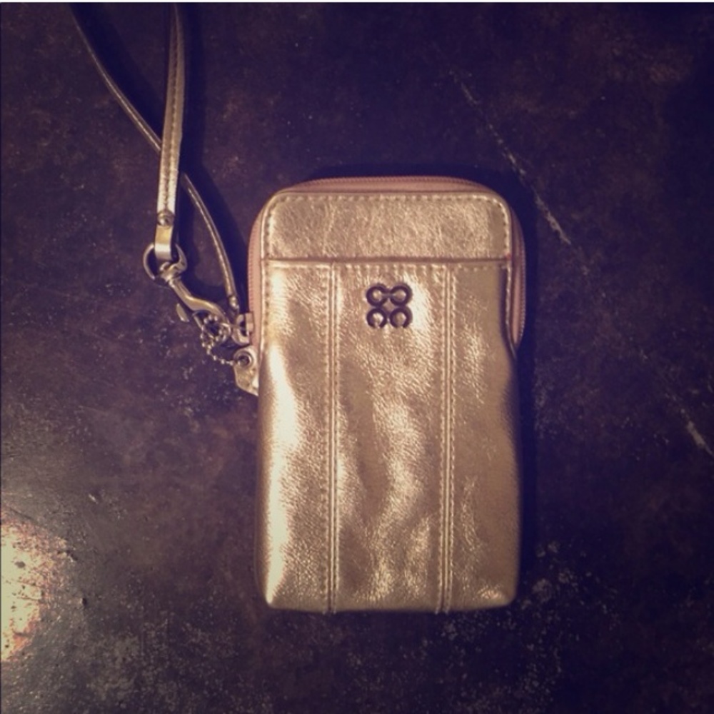 Gold Coach wrist wallet
